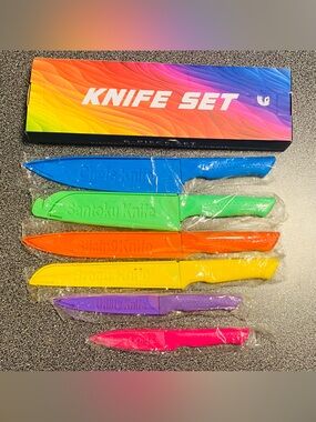 Colorful 6-Piece Disposable Knife Set - Multicolor